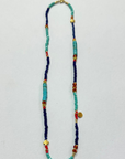 The Makery Collection, Beaded Necklace - Turquoise, Navy, Red and Gold