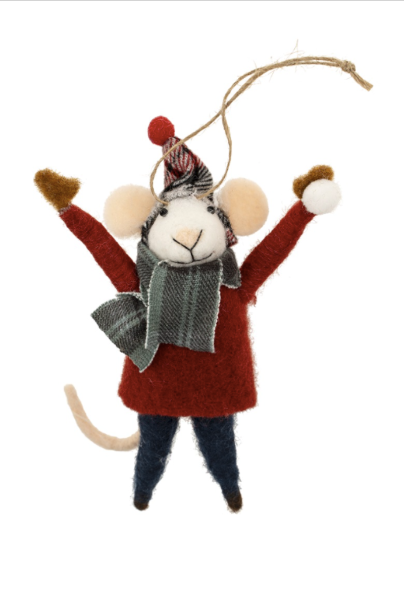 Indaba, Snowball Spencer Mouse Holiday Ornament