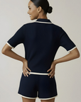 Velvet, Jenifer Mesh Cotton Shorts-Navy