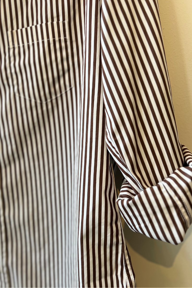 Frank & Eileen, Barry Tailored Button Up Shirt-Brown Stripe