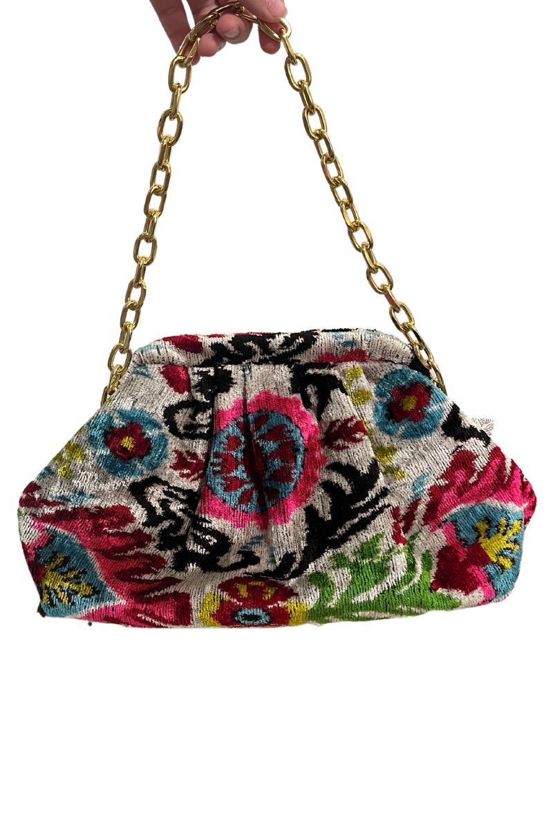 Wolf & Willa, Multicoloured Silk Ikat Pin Up Bag
