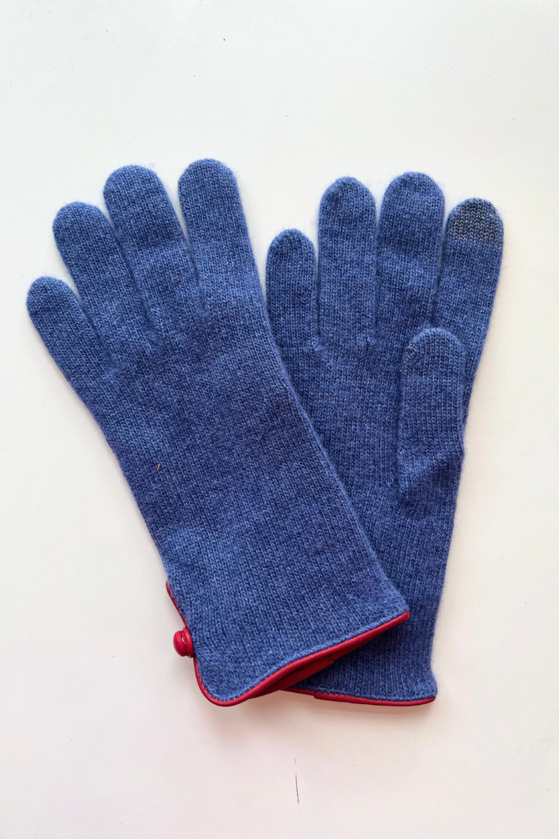 SantaCana, Wool & Cashmere Glove with Piping and Leather Button