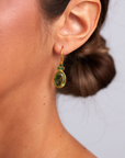 Delilah Earring Gold Plated Silver 925- Prasiolite & Emerald