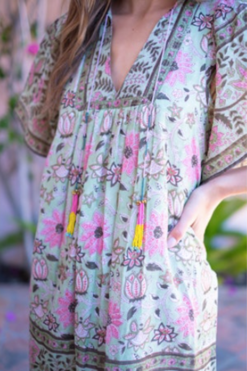 Bell, Angel Dress - Mint and Pink Floral