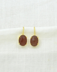 Schmuckoo, Oval Prong Gemstone Earrings Gold - Strawberry Quartz