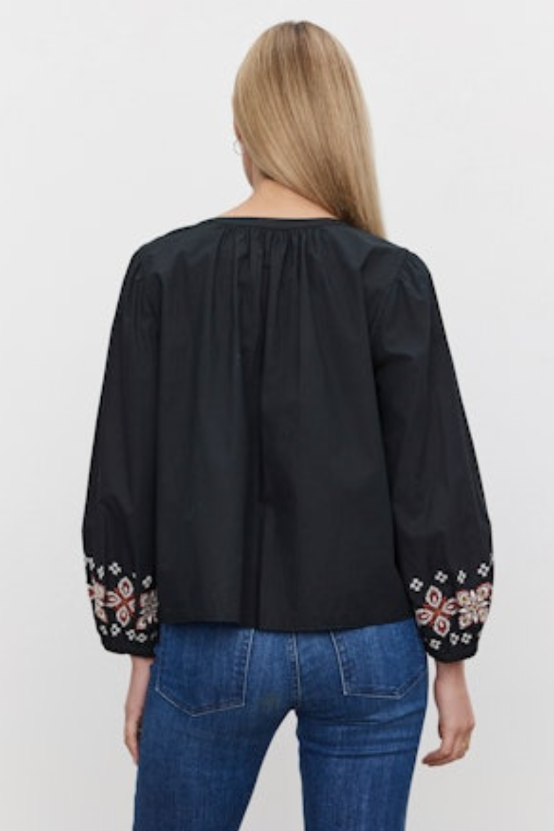 Velvet, Paola Flower Embroidery Top