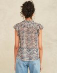 M.A.B.E, Cass Print Frill Top- Indigo/Rust