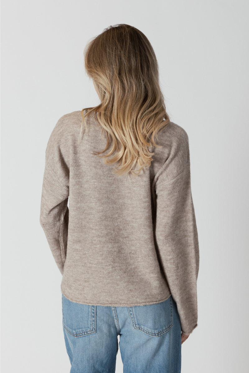 Lyla & Luxe, Aiden Daisy Crewneck Sweater with Embossed Flowers-Oat