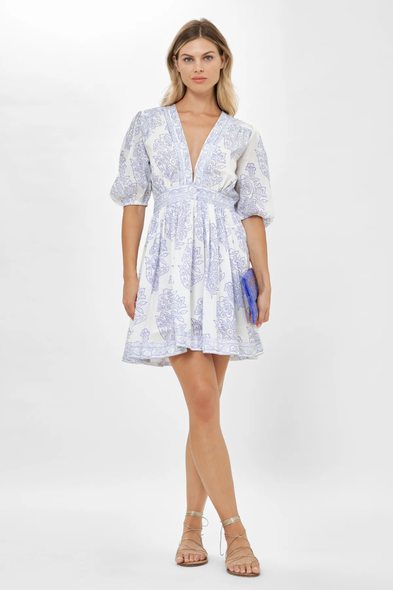 Oliphant, V-Neck Puff Mini - Amadora Blue