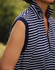 Frank & Eileen, Olivia Popover Collar Tank-Yacht Stripe