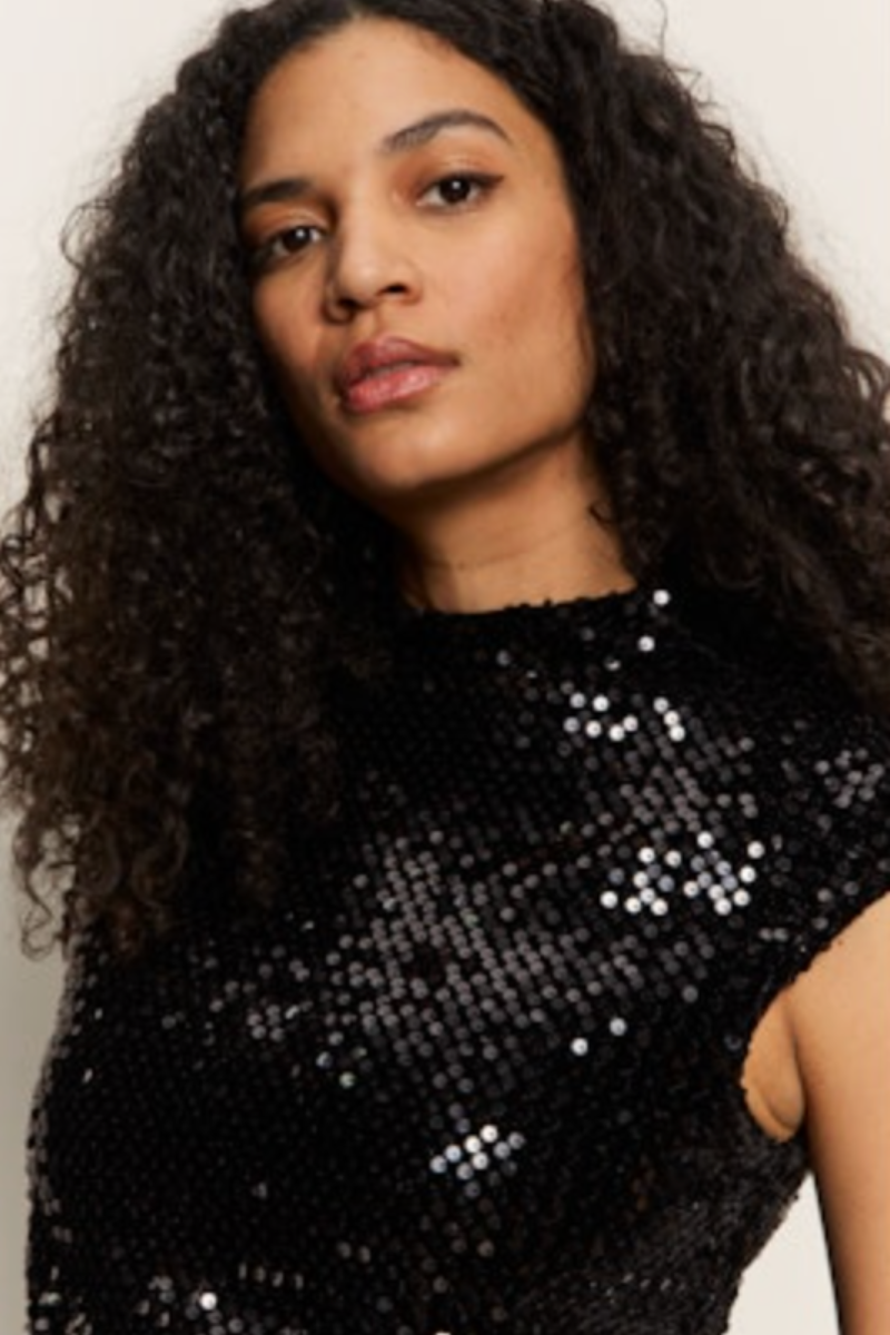 Sanctuary, Funnel Neck Sequin Top