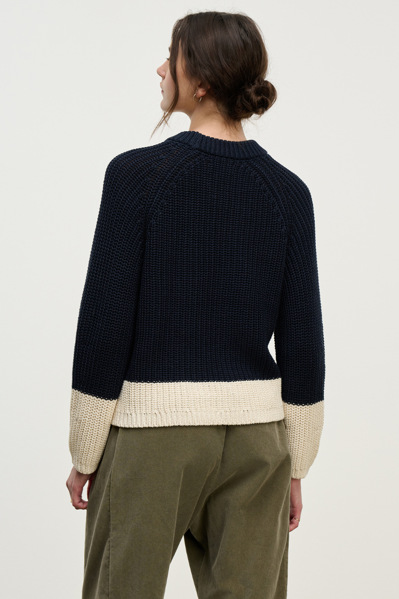 Velvet, Shay Chunky Pima Cotton Sweater - Navy