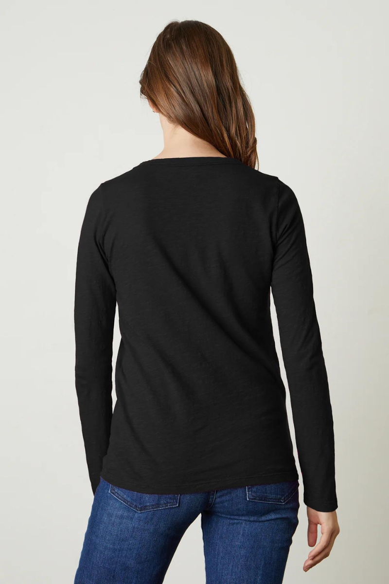 Velvet, Liz L/S City Slub Crew- Black