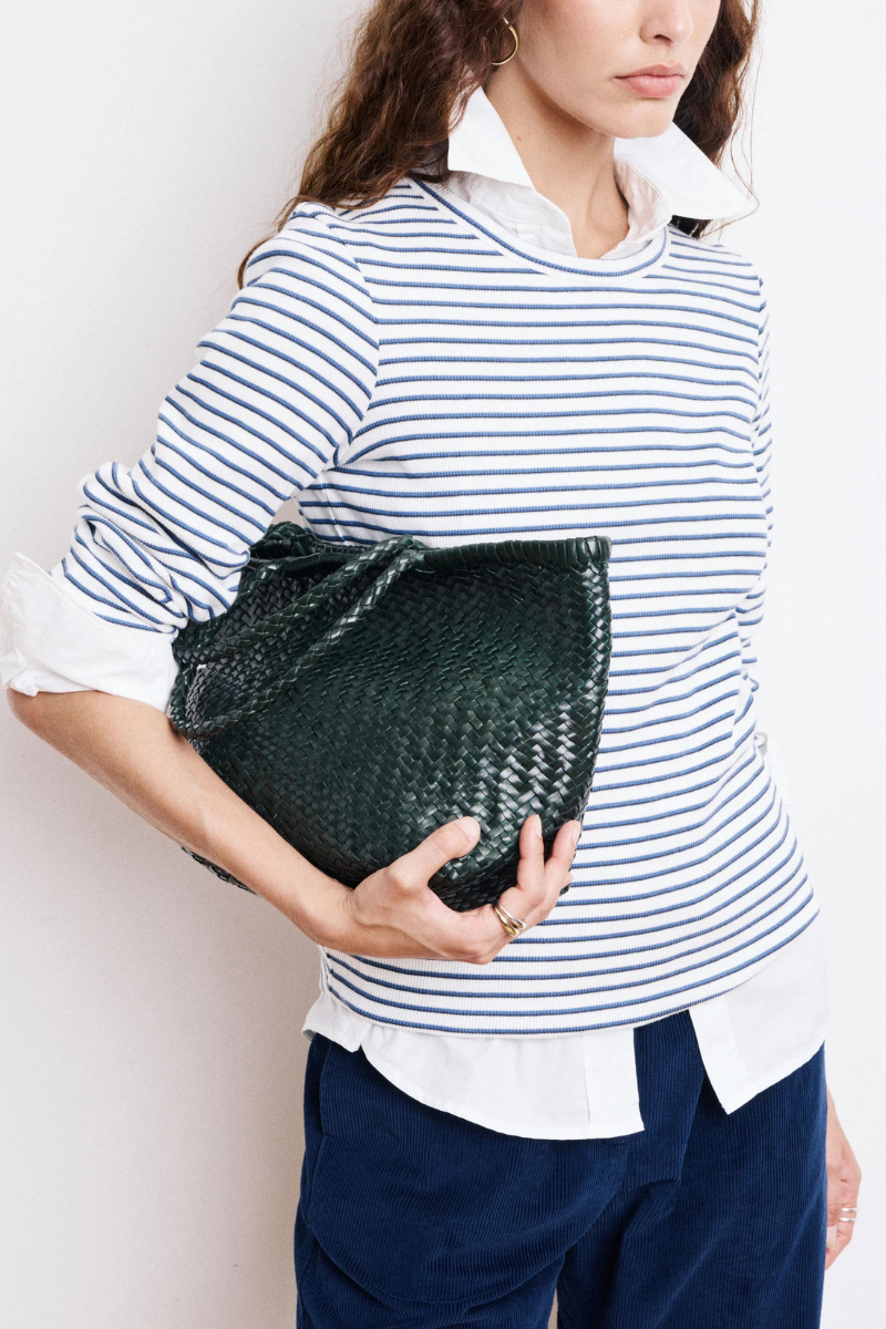 Hartford, Take Knit T-Shirt-Ecru & Navy
