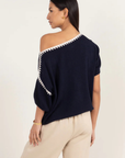 Charli, Billie Knit Top- Deep Blue