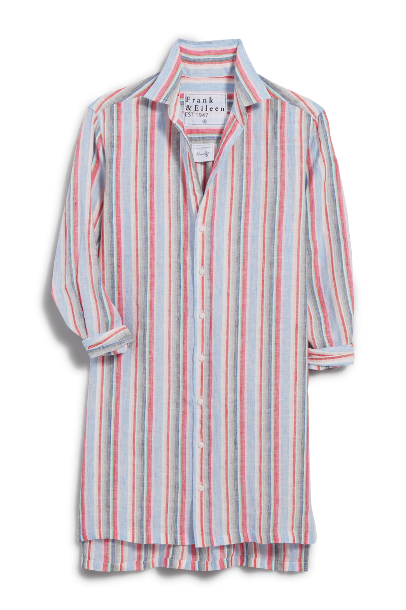 Frank & Eileen, Hunter Step-Hem Dress - Multi Pink and Green Stripe