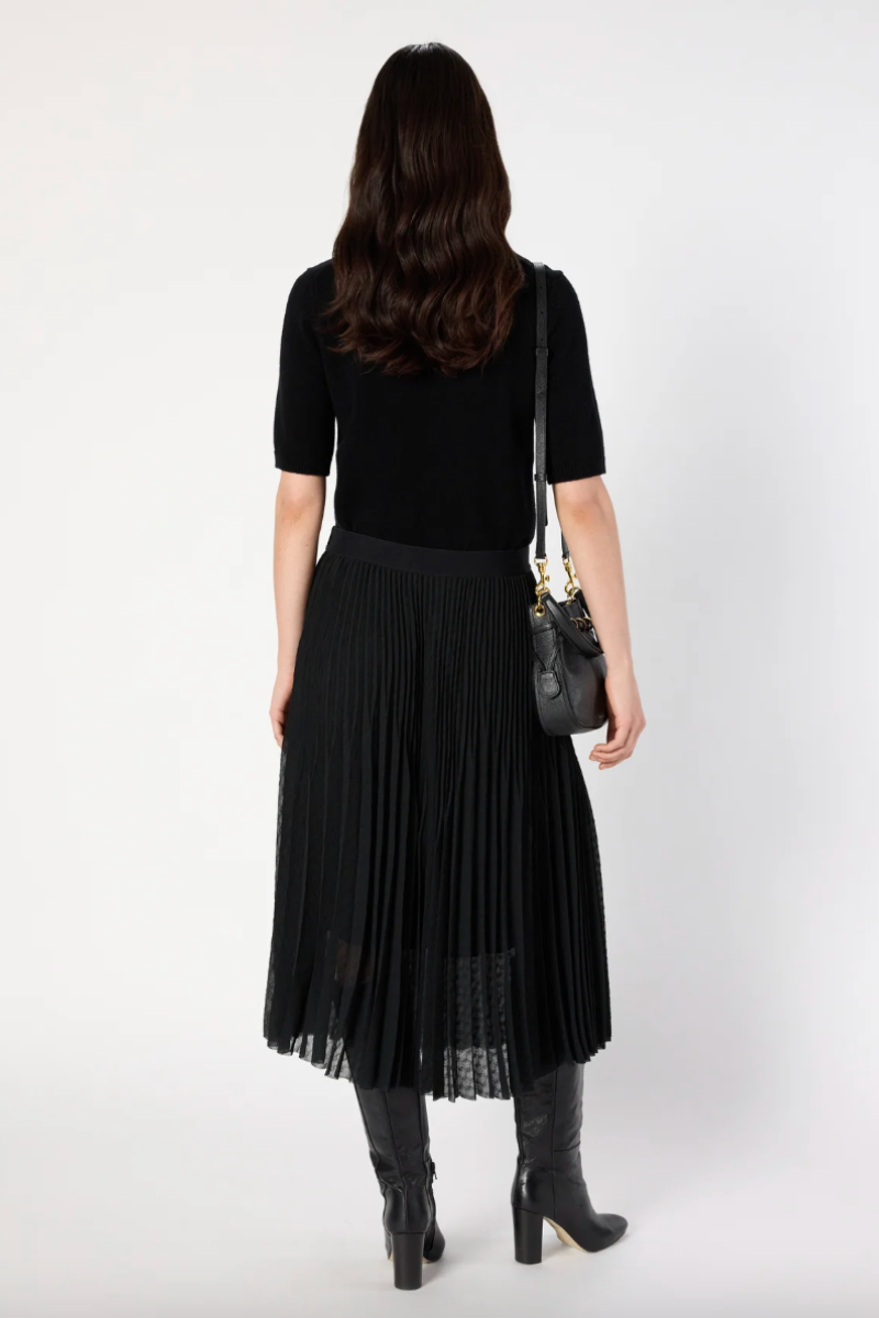 Gerard Darel, Bilal Pleated Jaquard Skirt- Noir