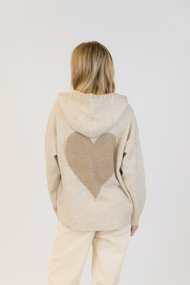 Lyla & Luxe, Penny Pullover with Heart on the Back - Beige/Camel