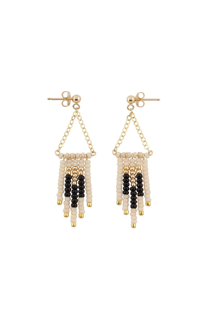 Sidai Designs, Small Deco Earrings- Pink/Black/Gold