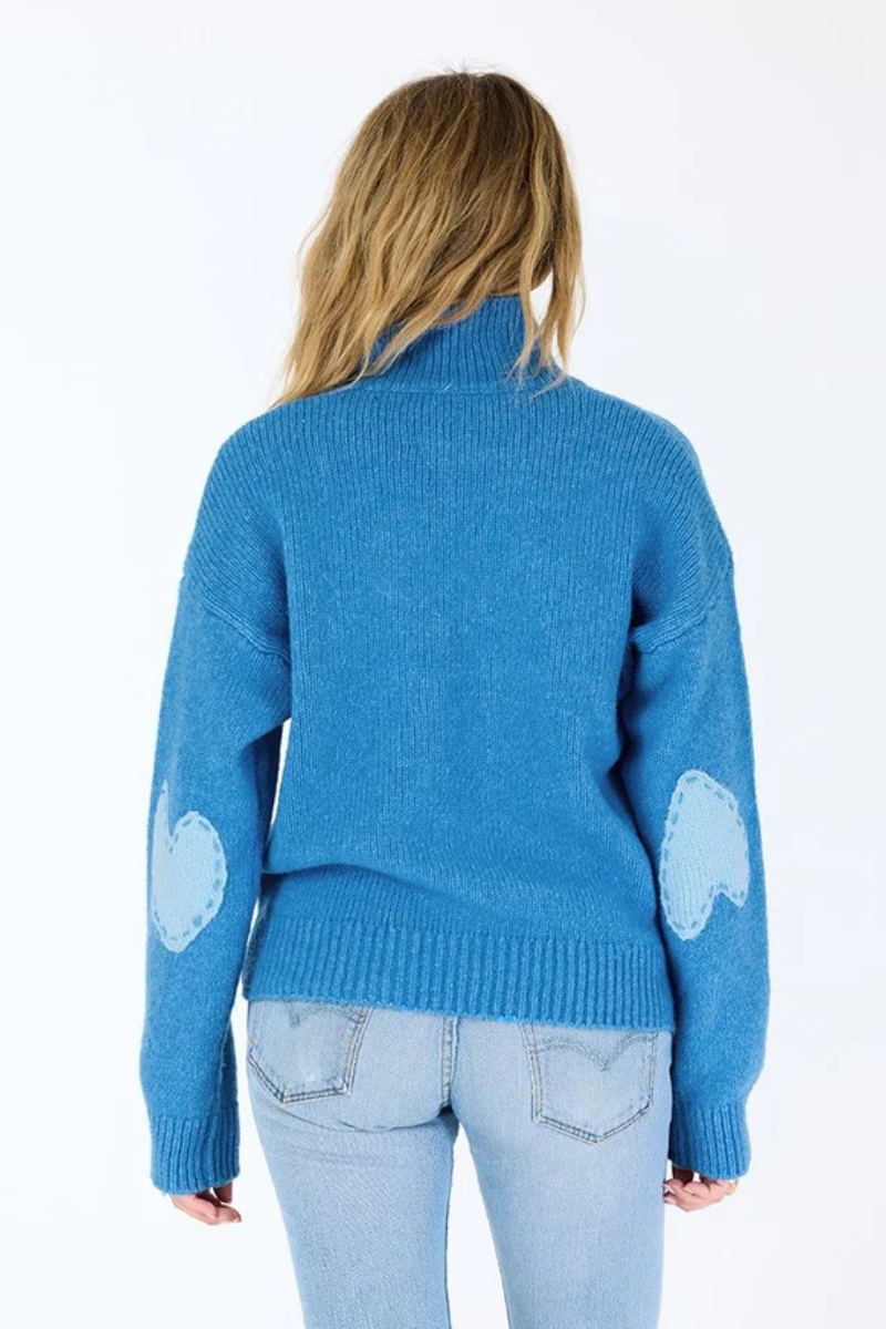 Kerri Rosenthal, Lucy Mock Neck Sweater - Heather Blue
