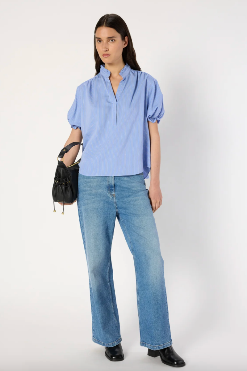 Gerard Darel, Amira Ruffled Stripe Blouse