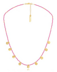 AB, Glass Beaded Necklace with Gold Discs