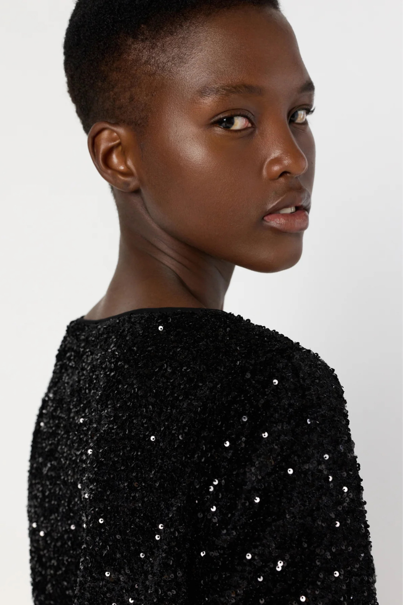 Gerard Darel, Alienor Sequin evening top - Noir