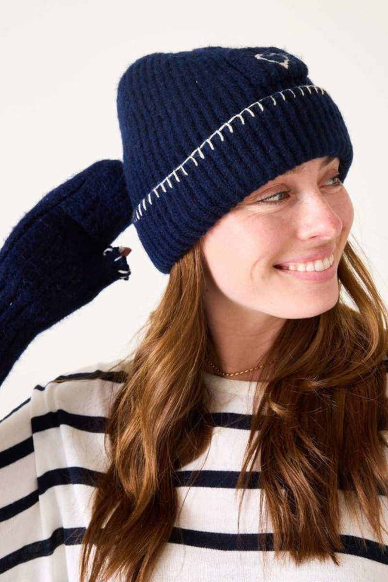 MERSEA, Sailor Love Whipstitch Beanie - Navy/Cream