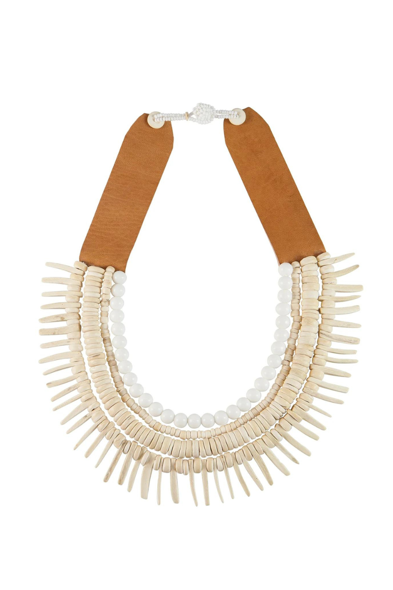 Sidai Designs, Leather Origin Necklace- White/Ivory