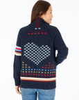Kerri Rosenthal, Joy Imperfect Heart Cardigan- Indigo Blue