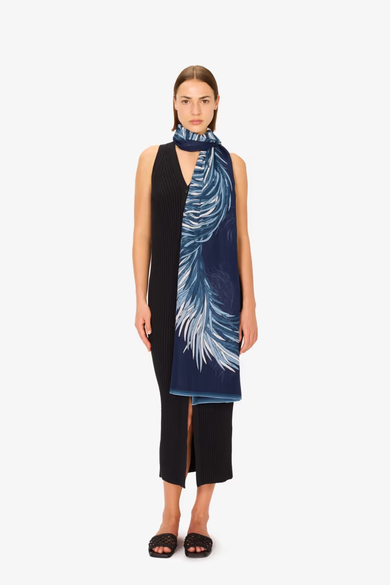 Inoui Editions, Etole 100 Cotton Freddy Scarf-Navy Blue