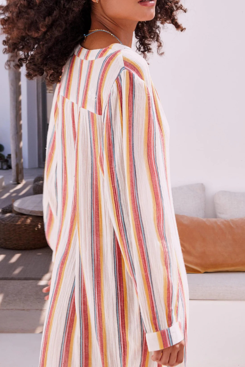 M.A.B.E., Kori Stripe Kaftan-Ecru/Multi