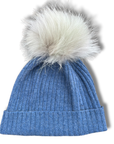 Cashmere Ribbed Hat with Pom Pom