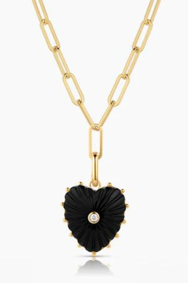 Thatch, Malene Onyx Heart Necklace