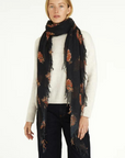 Chan Luu, Hibiscus Floral Cashmere & Silk Scarf- Pageant Blue