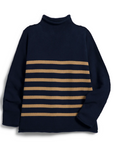 Frank & Eileen, Monterey Sweater- Navy/Camel Stripe