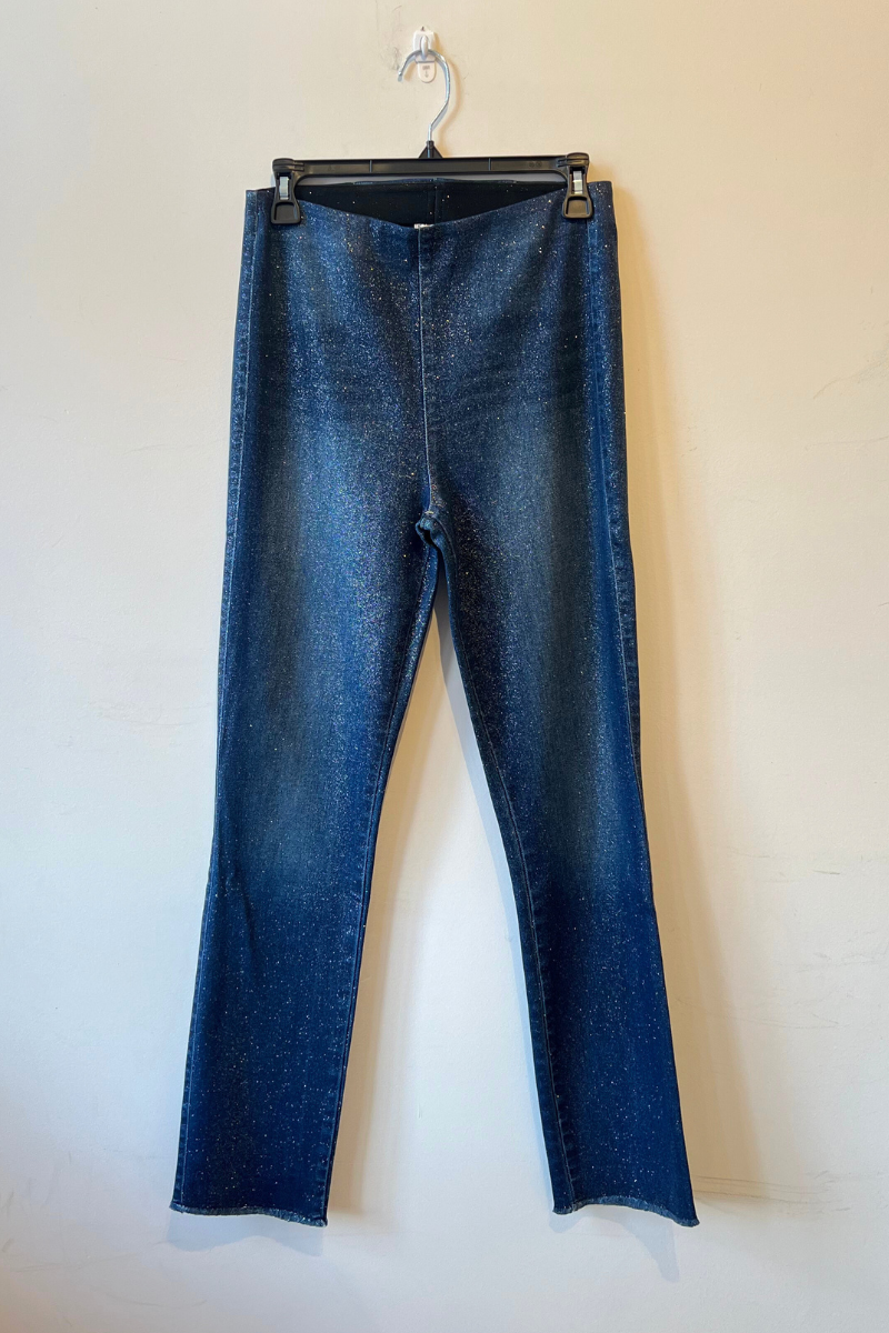 Frank & Eileen, Derry Illusion Pants- Navy Rinse with Silver Glitter