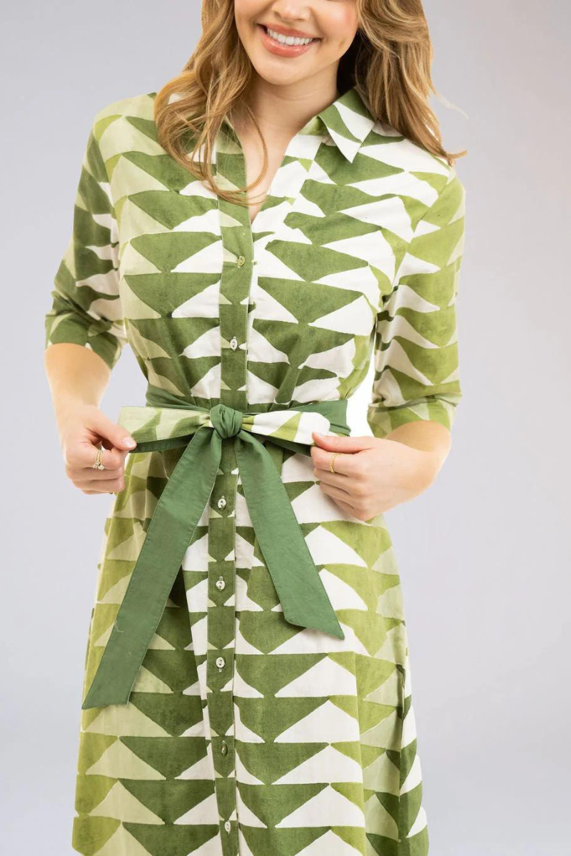 Beau & Ro, Eloise Shirt Dress- Green