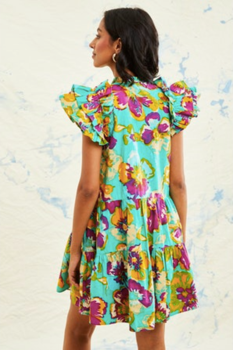 Love the Label, Ember Dress- Electric Garden Aqua