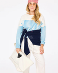 Kerri Rosenthal, Long Sleeve Stripe Tee- Cloud-Blue