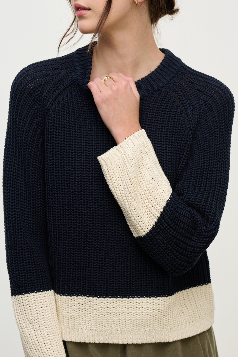 Velvet, Shay Chunky Pima Cotton Sweater - Navy