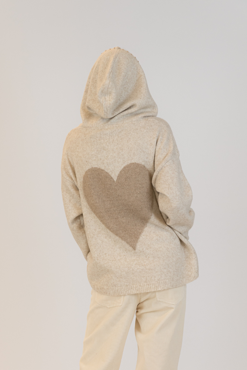 Lyla & Luxe, Penny Pullover with Heart on the Back - Beige/Camel