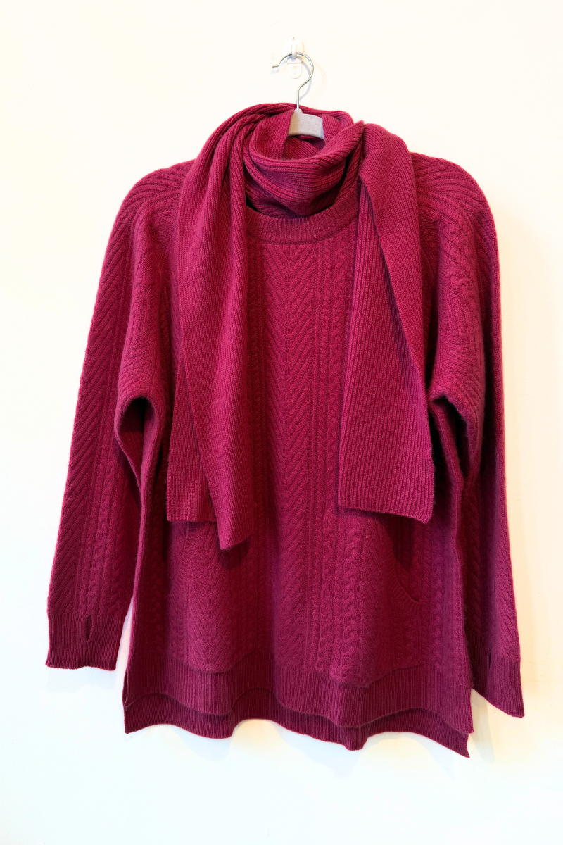 Cable Knit Hygge Sweater with Scarf (Limited FUN Colours)