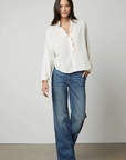 Velvet, Trish Flutter Collared Shirt-White