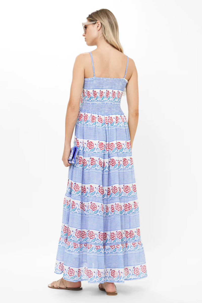 Oliphant, Smocked Back Maxi Dress-Borrego Navy
