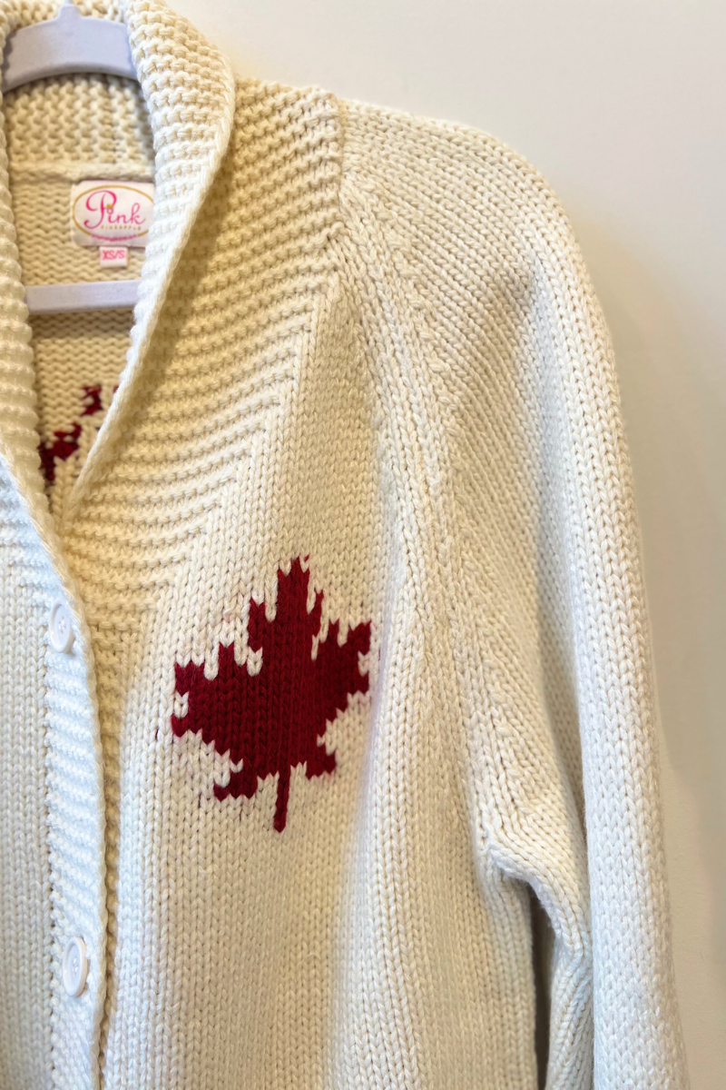 Varsity Cardigan-Red Maple Leaf