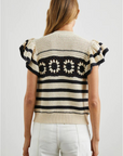 Rails, Penelope Top - Oat Navy Crochet Stripe