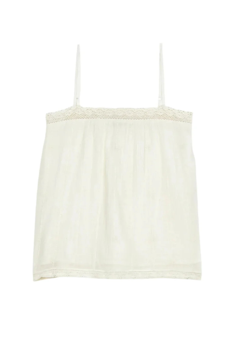M.A.B.E, Dacy Embroidered Cami - Ecru