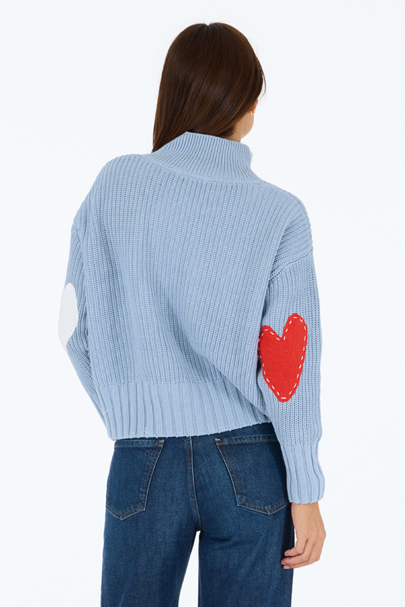 Kerri Rosenthal, Marlow Imperfect Heart Sweater- Steel blue