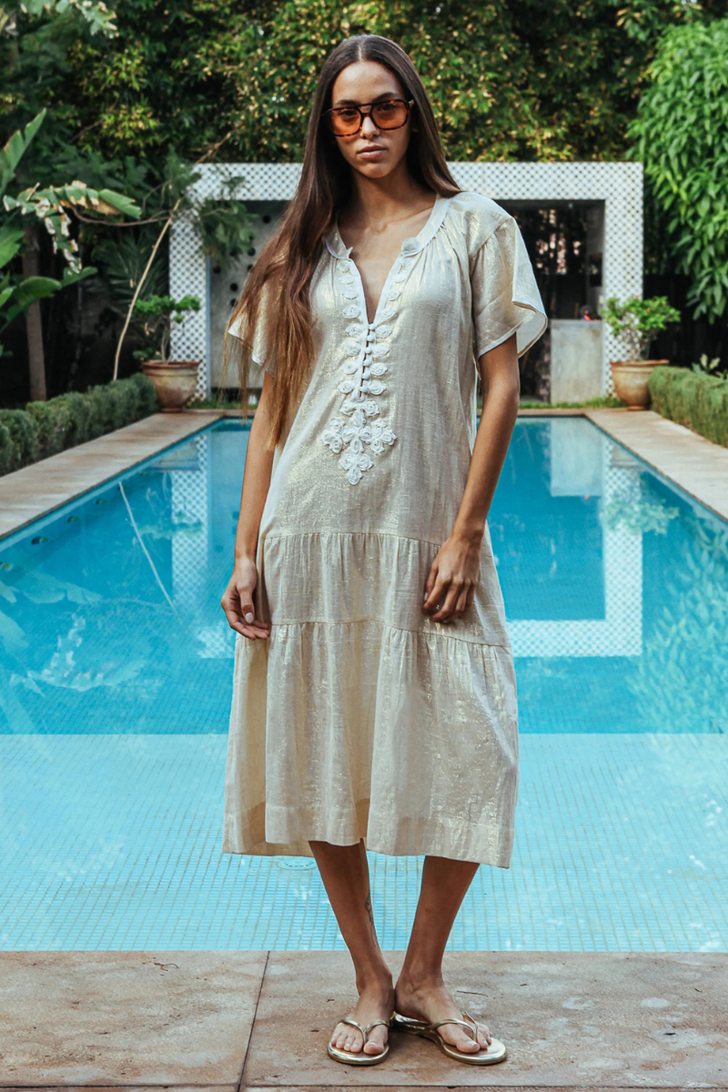 Rose and Rose, Uxbridge Dress - Gold Lurex